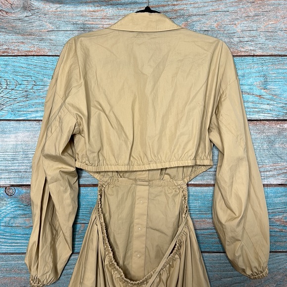 Derek Lam 10 Crosby Jayce Cutout Shirt Dress Size 10 Light Khaki - Picture 8 of 11